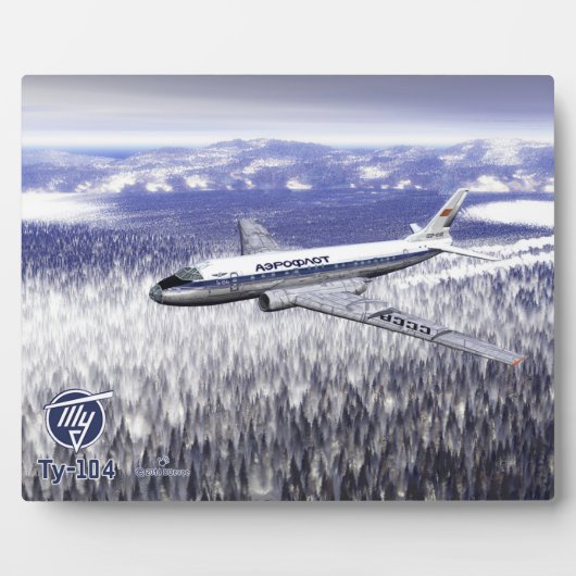 シベリア上空のツポレフ(Туполев) Tu-104 フォトプラーク (正面)