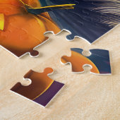 シベリア不気味ハスキー犬ハロウィンウィッチカボチャ ジグソーパズル (側面)