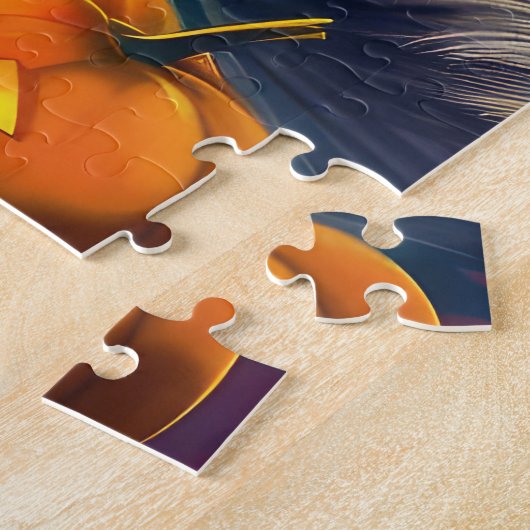 シベリア不気味ハスキー犬ハロウィンウィッチカボチャ ジグソーパズル (側面)