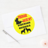 シベリア救のハスキー消防士 ラウンドシール (封筒)