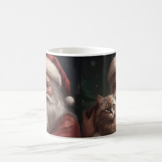 シベリア猫とサンタクロースフェスティバルクリスマス コーヒーマグカップ (中央)