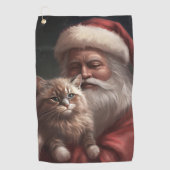 シベリア猫とサンタクロースフェスティバルクリスマス ゴルフタオル (正面)