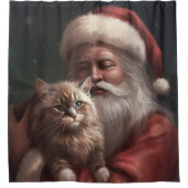 シベリア猫とサンタクロースフェスティバルクリスマス シャワーカーテン (正面)