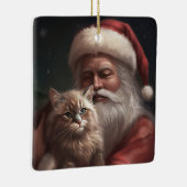 シベリア猫とサンタクロースフェスティバルクリスマス セラミックオーナメント (右)