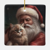 シベリア猫とサンタクロースフェスティバルクリスマス セラミックオーナメント (裏面)