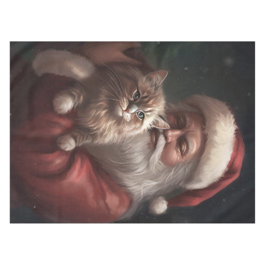 シベリア猫とサンタクロースフェスティバルクリスマス テーブルクロス (正面(横))