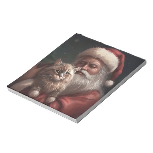 シベリア猫とサンタクロースフェスティバルクリスマス ノートパッド (回転)