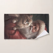 シベリア猫とサンタクロースフェスティバルクリスマス バスタオルセット (ハンドタオル)