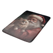 シベリア猫とサンタクロースフェスティバルクリスマス バスマット (アングル)