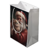 シベリア猫とサンタクロースフェスティバルクリスマス ミディアムペーパーバッグ (裏面アングル)