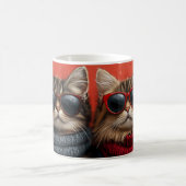 シベリア猫とハートバラバレンタインデー コーヒーマグカップ (中央)