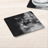 シベリア猫のコースター スクエアペーパーコースター (アングル)
