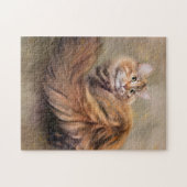 シベリア猫のポートレートの芸術の油 ジグソーパズル (横)