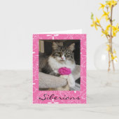 シベリア猫ノートカード カード (黄色い花)