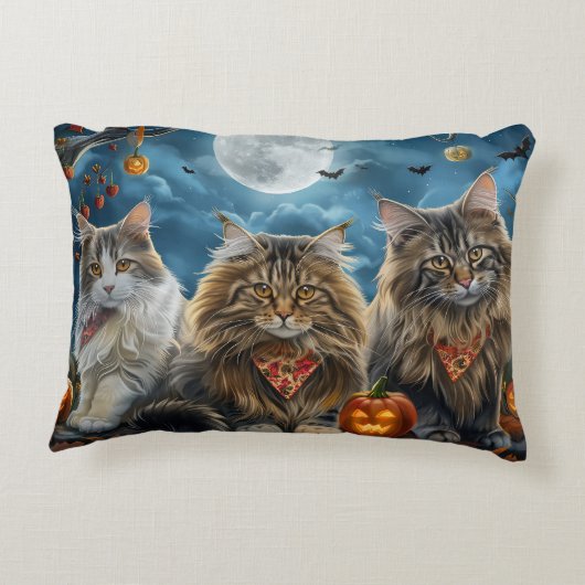 シベリア猫ハロウィン不気味 アクセントクッション (裏面)