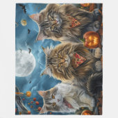 シベリア猫ハロウィン不気味 フリースブランケット (正面)