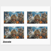 シベリア猫ハロウィン不気味 長方形シール (シート)