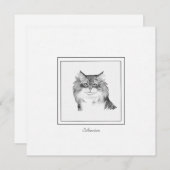 シベリア猫フラットノートカードのチョークスケッチ ノートカード (正面/裏面)