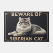 シベリア猫、シベリアスタイリッシュ子猫に用心 ドアマット (正面)