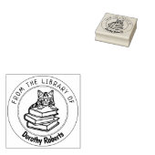 シベリア猫、図書館の本 ラバースタンプ (押印)