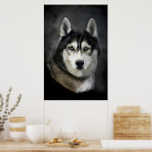 シベリア素晴らしハスキー・デジタ絵画ル ポスター (キッチン)