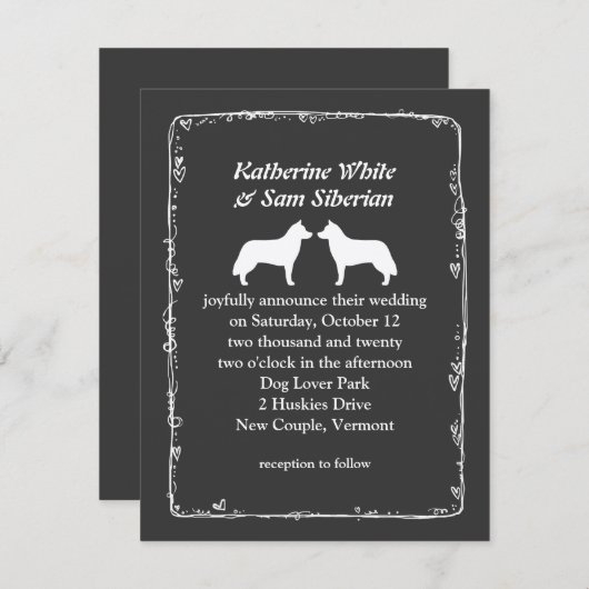 シベリア結婚ハスキー州の発表 招待状 (正面/裏面)