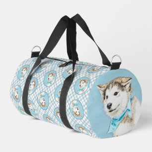 シベリア絵を描ハスキー犬アート ダッフルバッグ