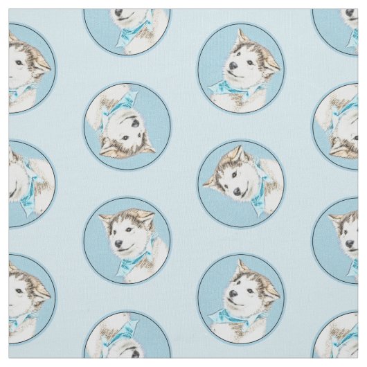 シベリア絵を描ハスキー犬アート ファブリック (見本)