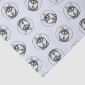 シベリア絵を描・ハスキーの白黒の犬アート 薄葉紙 (詳細)