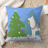 シベリア飾ハスキーのクリスマスツリー – 森 クッション (ブランケット)