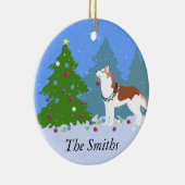 シベリア飾ハスキーのクリスマスツリー – 森 セラミックオーナメント (右)