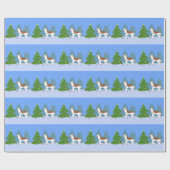 シベリア飾ハスキーのクリスマスツリー – 森 ラッピングペーパー (フラット)