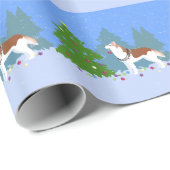 シベリア飾ハスキーのクリスマスツリー – 森 ラッピングペーパー (ロールコーナー)