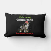 シベリア・ハスキーこれは私のクリスマスパジャマクリスマス ランバークッション (正面)