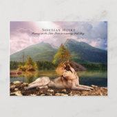 シベリア・ハスキーのレイクショア秋 – コレクション可能 ポストカード (正面)