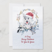 シベリア・ハスキー冬の家族の名前カップルの写真 シーズンカード (正面)