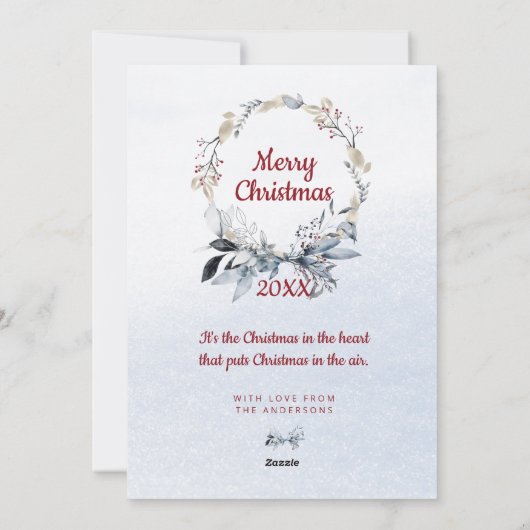 シベリア・ハスキー冬の家族の名前カップルの写真 シーズンカード (裏面)