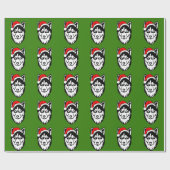 シベリア_ハスキー犬とクリスマスサンタハット ラッピングペーパー (フラット)