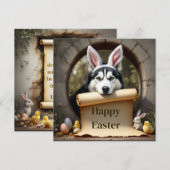 シベリア・ハスキー犬とメッセージ シーズンカード (正面/裏面)