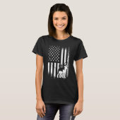 シベリア・ハスキー米国国旗の所有者 Tシャツ (正面フル)