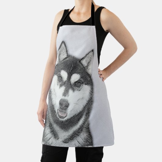 シベリア・ハスキー絵画の犬アート エプロン (インサイチュ)