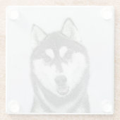 シベリア・ハスキー絵画の犬アート ガラスコースター (裏面)