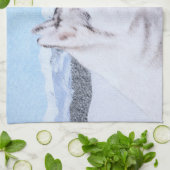 シベリア・ハスキー絵画の犬アート キッチンタオル (折り畳み)