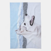 シベリア・ハスキー絵画の犬アート キッチンタオル (縦)