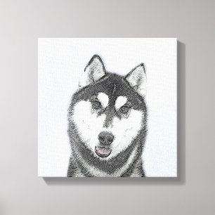 シベリア・ハスキー絵画の犬アート キャンバスプリント