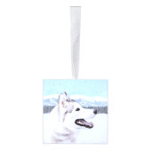 シベリア・ハスキー絵画の犬アート キューブオーナメント (右)