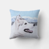 シベリア・ハスキー絵画の犬アート クッション (裏面)