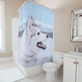 シベリア・ハスキー絵画の犬アート シャワーカーテン (インサイチュ)