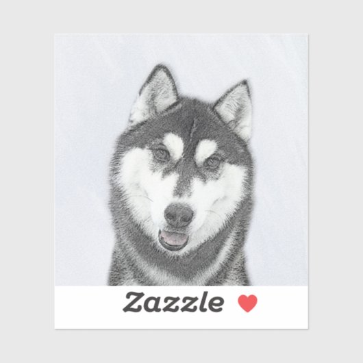 シベリア・ハスキー絵画の犬アート シール (シート)