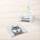 シベリア・ハスキー絵画の犬アート スクエアペーパーコースター (インサイチュ)